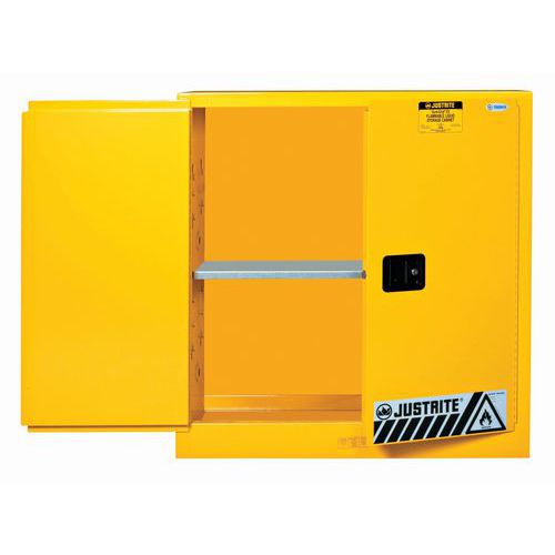 Szafy na materiały łatwopalne Justrite Sure-Grip® EX, 1118 x 1092 x 457 mm - Szafa na materiały łatwopalne Sure-Grip® EX, 1118 x 1092 x 457 mm, zamyka