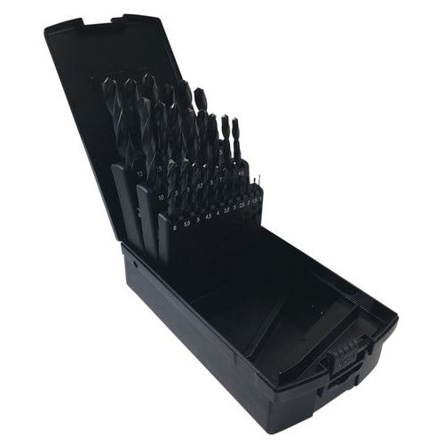Zestaw wierteł walcowanych do metalu Manutan Expert, 25 szt., średnica 1–13 mm