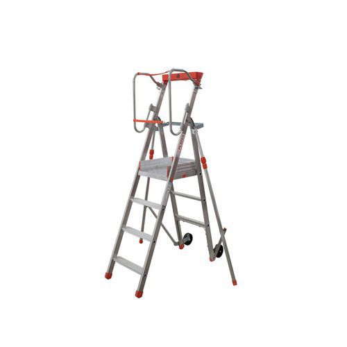 Mobilna drabina aluminiowa platformowa Facal z uchwytem, 4 stopnie