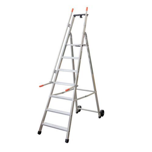 Aluminiowa drabina mobilna Facal z uchwytem, 7 stopni