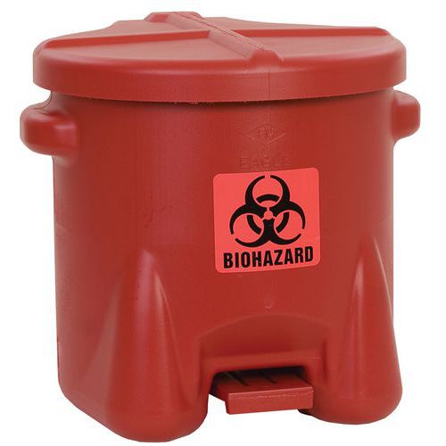 Plastikowe pojemniki na odpady niebezpieczne - Plastikowy pojemnik na odpady niebezpieczne, czerwony, 37,9 l