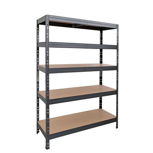 Metalowe regały bezśrubowe Manutan Expert Rapid 3 - Regał metalowy Manutan Expert Rapid 3, 180 x 120 x 45 cm, 250 kg/półkę, 5 półek z płyty pilśniowej