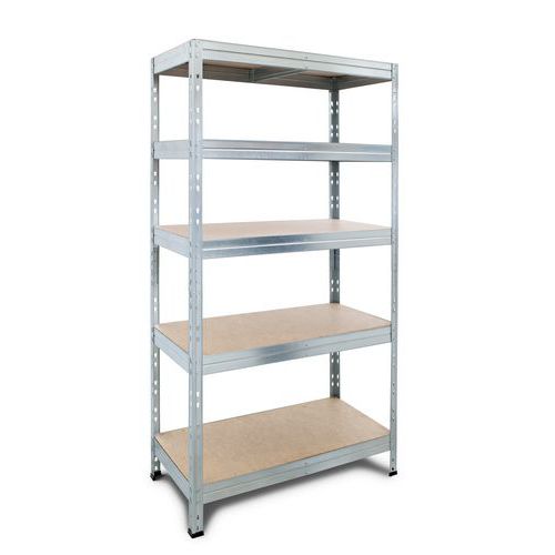 Metalowe regały bezśrubowe Manutan Expert Rapid 3 - Regał metalowy Manutan Expert Rapid 3, 180 x 90 x 60 cm, 250 kg/półkę, 5 półek z płyty pilśniowej 