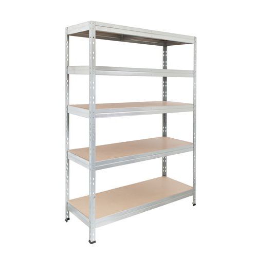 Metalowe regały bezśrubowe Manutan Expert Rapid 3 - Regał metalowy Manutan Expert Rapid 3, 180 x 150 x 45 cm, 250 kg/półkę, 5 półek z płyty pilśniowej
