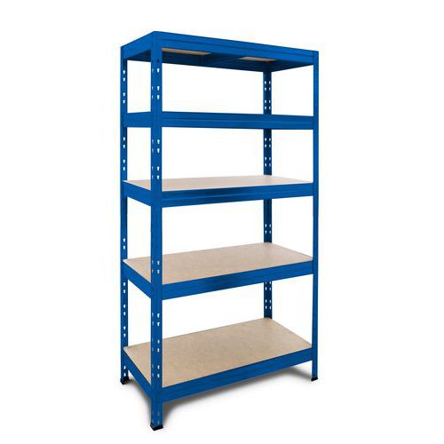 Metalowe regały bezśrubowe Manutan Expert Rapid 3 - Regał metalowy Manutan Expert Rapid 3, 180 x 90 x 60 cm, 250 kg/półkę, 5 półek z płyty pilśniowej 