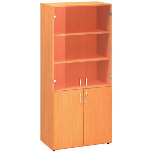 Szafki wysokie szerokie Alfa 500, 178 x 80 x 47 cm, ze drzwiczkami z płyty meblowej i szklanymi - Szafka wysoka szeroka Alfa, 500, 178 x 80 x 47 cm, w