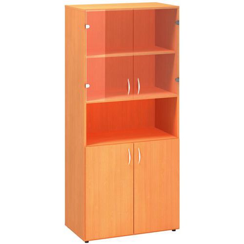 Szafy wysokie szerokie Alfa 500, 178 x 80 x 47 cm, z wnęką oraz drzwiczkami z płyty meblowej i szklanymi - Wysokie szerokie szafy Alfa 500, 178 x 80 x