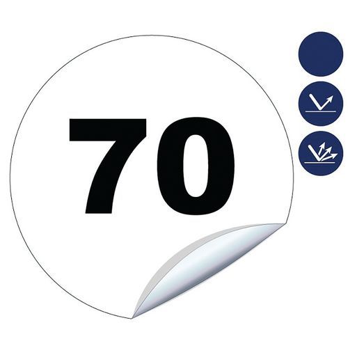 Okrągły znak ograniczenia prędkości Novap - Okrągły znak ograniczenia prędkości Novap „70” - 200 mm, naklejka