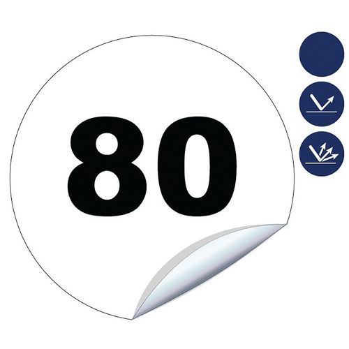 Okrągły znak ograniczenia prędkości Novap - Okrągły znak ograniczenia prędkości Novap „80” - 200 mm, naklejka