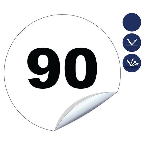 Okrągły znak ograniczenia prędkości Novap - Okrągowy znak ograniczenia prędkości Novap „90” - 200 mm, naklejka