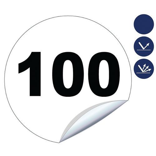 Okrągły znak ograniczenia prędkości Novap - Okrągowy znak ograniczenia prędkości Novap „100” - 200 mm, naklejka
