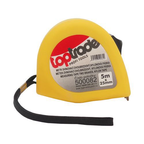 TOPTRADE miara zwijana, taśma nylonowa, z systemem podwójnej blokady - TOPTRADE miara zwijana, taśma nylonowa, z systemem podwójnej blokady, 19 mm x 5