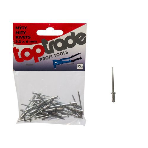 TOPTRADE nity aluminiowe, opakowanie 50 szt., 3,2 mm - TOPTRADE nity aluminiowe, opakowanie 50 szt., 3,2 x 6 mm