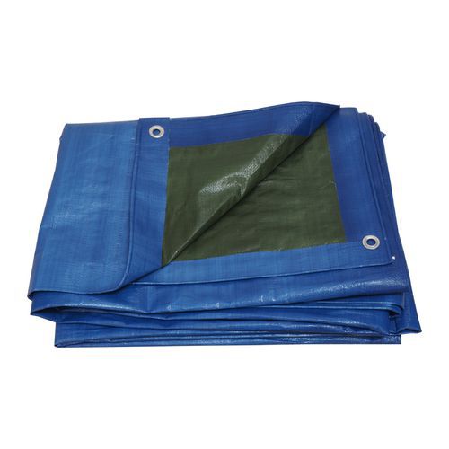 TOPTRADE plandeka ochronna, niebiesko-zielona, z metalowymi oczkami, 150 g / m2, profesjonalna - TOPTRADE plandeka ochronna, niebiesko-zielona, z meta