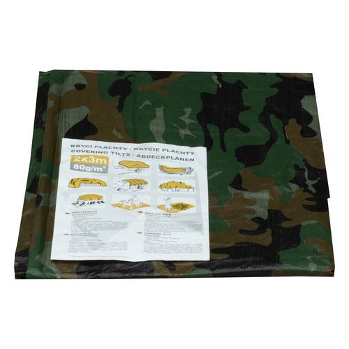 TOPTRADE plandeka ochronna, maskująca, z metalowymi oczkami, 80 g - TOPTRADE plandeka ochronna, maskująca, z metalowymi oczkami, 3 x 4 m, 80 g