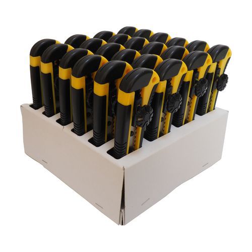 TOPTRADE nóż segmentowy, plastikowy, w kartonie, zestaw 24 szt., 18 mm