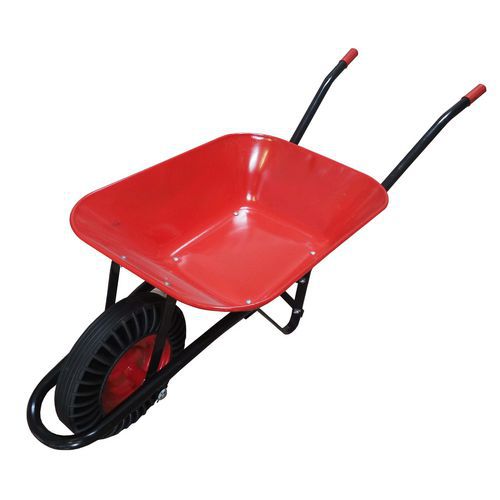 TOPTRADE taczka budowlana czerwono-czarna, skrzynia ładunkowa tłoczona, koło pneumatyczne, 60 l
