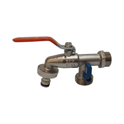 Zawór ogrodowy, z adapterem, zawór 2 x 1/2" + końcówka 3/4"