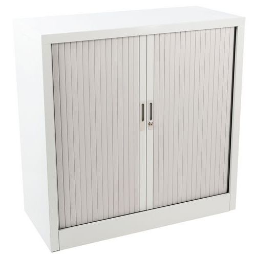 Metalowe szafy aktowe Manutan Expert z roletą, 105 x 100 x 45 cm - Metalowa szafa aktowa Manutan Expert z roletą, 105 x 100 x 45 cm, jasnoszara