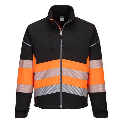 Kurtka softshell PW3 Hi-Vis Klasa 1, czarna/pomarańczowa - Kurtka softshell PW3 Hi-Vis Klasa 1, czarna/pomarańczowa, rozm. 4XL