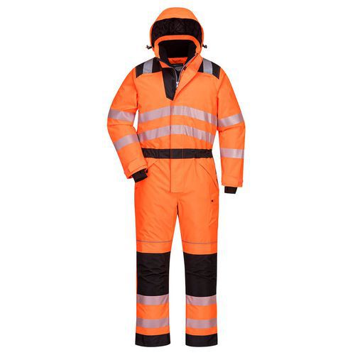 Kombinezon zimowy PW3 Hi-Vis, czarny/pomarańczowy - Kombinezon zimowy PW3 Hi-Vis, czarny/pomarańczowy, normalny, rozm. S