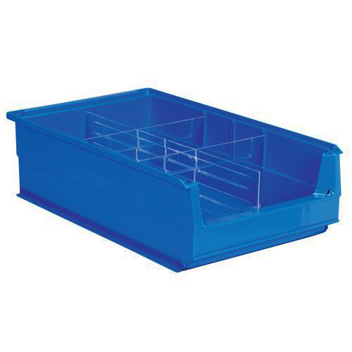 Plastikowy pojemnik bez przegród 14,5 x 21 x 35 cm - Plastikowy pojemnik bez przegród 14,5 x 21 x 35 cm, niebieski