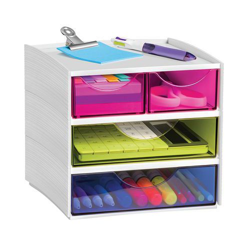 Moduł przedziałowy MyCube mini - Moduł przegródek MyCube mini, 4 przegródki, szary/kolorowy