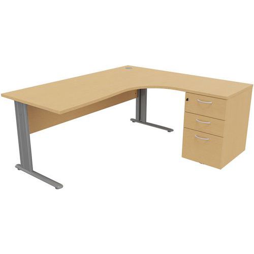 Biurka biurowe Manutan Expert z pojemnikiem, 72 x 160 - 180 x 160 cm, wersja prawa/lewa, buk - Biurko Manutan Expert z pojemnikiem, 72 x 180 x 160 cm,