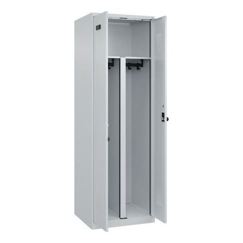 Evolo Plus Nowe szafy, zamek obrotowy - Szafa 2-komorowa, drzwi dwuskrzydłowe, Evolo Plus New, szara, zamek obrotowy