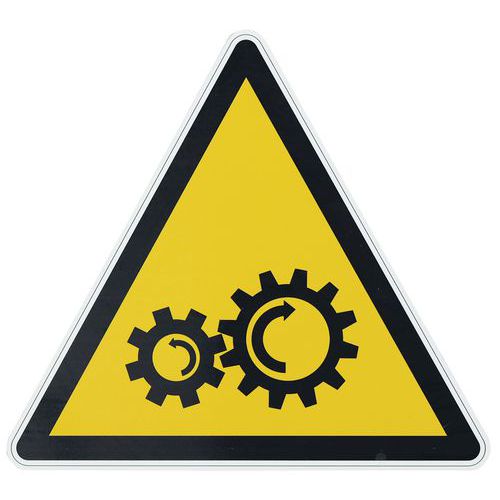 Tablice ostrzegawcze Manutan Expert - Niebezpieczeństwo przytrzaśnięcia - obracające się przekładnie, aluminium - Znak ostrzegawczy Manutan Expert - N