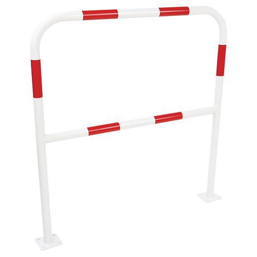 Metalowe barierki Manutan Expert, długość 100 cm, średnica 38 mm - Barierka metalowa Manutan Expert, długość 100 cm, średnica 38 mm, biały/czerwony