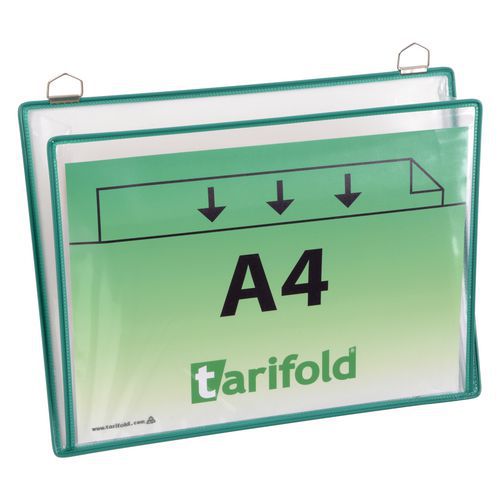 Panele informacyjne Tarifold A4 z dwoma uszkami - Ramka informacyjna Tarifold A4 z dwoma uchwytami, zielona