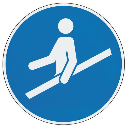 Command Signage Manutan Expert - Użyj poręczy, aluminium - Znaki poleceń Manutan Expert - Użyj poręczy aluminiowej 100 mm