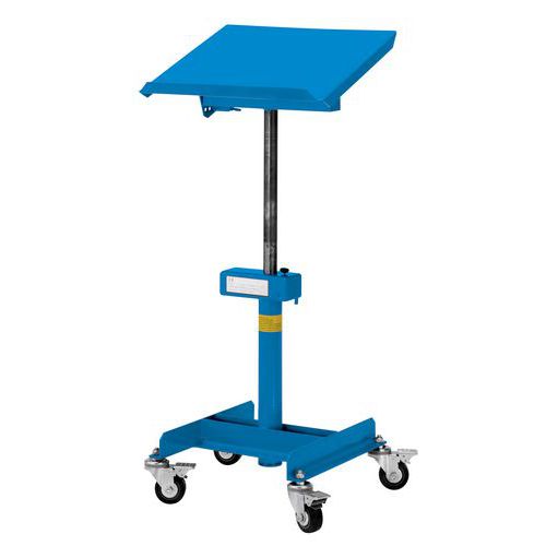 Mobilny podnoszony pulpit roboczy z regulacją kąta nachylenia, do 150 kg, wysokość 51 - 70 cm Mobilny podnoszony pulpit roboczy z regulacją kąta nachylenia, do 150 kg, wysokość 51 - 70 cm