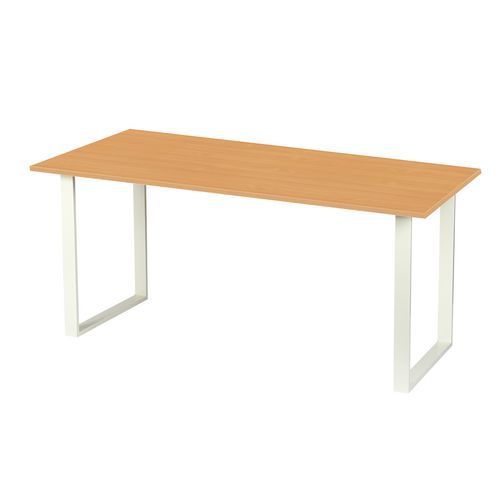 Stoły biurowe Square, wersja prosta, nogi białe, buk - Stół biurowy Square, 120 x 80 x 75 cm, wersja prosta, nogi białe, buk