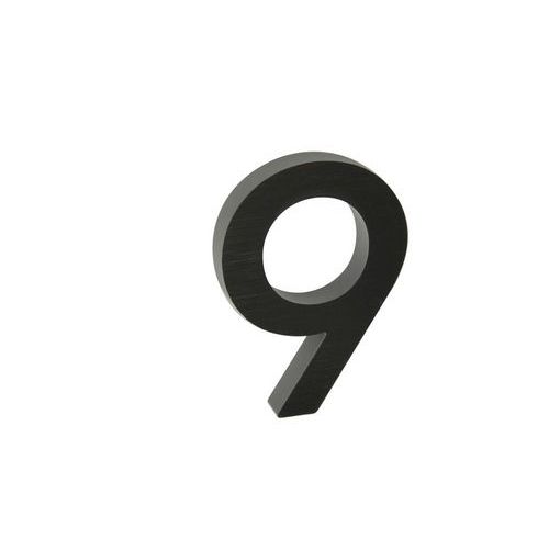 Aluminiowe numery w wersji 3D ze szlifowaną powierzchnią, czarne - Aluminiowy numer w wersji 3D ze szlifowaną powierzchnią, znak „9”, czarny