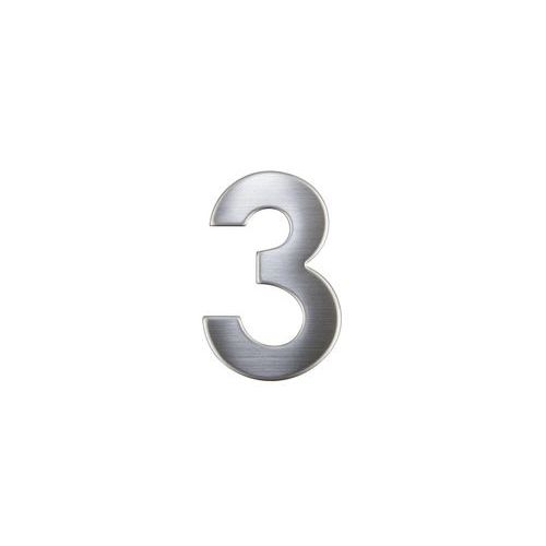 Numery ze stali nierdzewnej w wersji 2D, wysokość 75 mm - Numer ze stali nierdzewnej w wersji 2D, wysokość 75 mm, znak „3”
