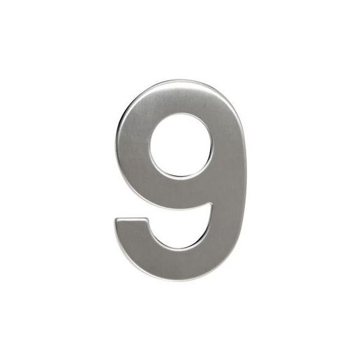 Numery ze stali nierdzewnej w wersji 2D, wysokość 95 mm - Numer ze stali nierdzewnej w wersji 2D, wysokość 95 mm, znak „9”