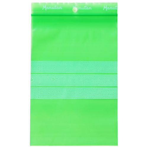 Manutan Expert Zamykane torby z recyklingu z zamkiem błyskawicznym, zielone, 100 szt - Manutan Expert Green 100 x 150 mm Torby z recyklingu z możliwoś