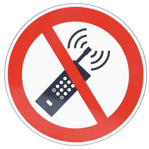 Znak zakazu Manutan Expert - Zakaz używania telefonów komórkowych, aluminium, 300 mm