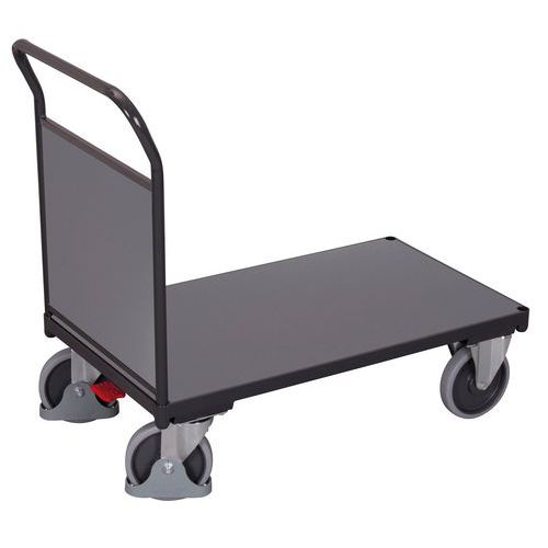 Wózki platformowe z rączką na całej długości, do 400 - 500 kg - Wózek platformowy z rączką na całej długości, do 400 kg, 97,5 x 97,5 x 50 cm, szary