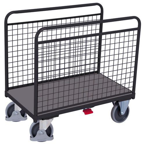 Wózki platformowe z dwiema ścianami siatkowymi, do 400 - 500 kg - Wózek platformowy z dwiema ścianami siatkowymi, do 500 kg, 104,5 x 106 x 70 cm, szar