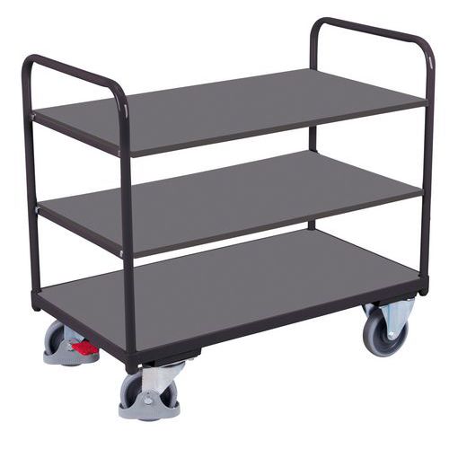 Wózki półkowe, do 250 kg, 3 półki - Wózek półkowy, do 250 kg, 3 półki, 99 x 106 x 70 cm, szary