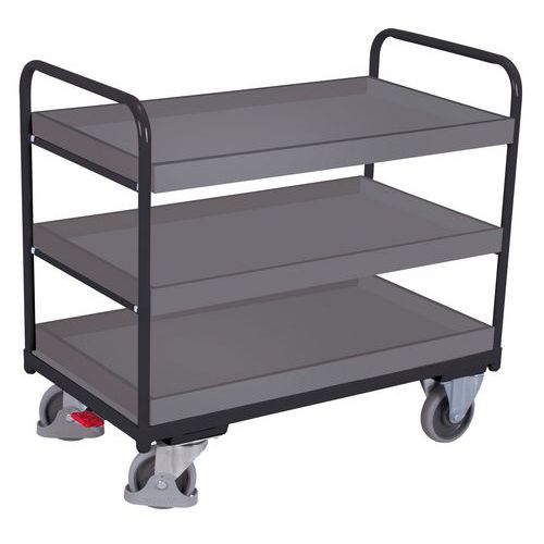 Wózki półkowe do 250 kg, 3 półki z podniesionymi krawędziami - Wózek półkowy, do 250 kg, 3 półki z podniesionymi krawędziami, 99 x 106 x 60 cm, szary
