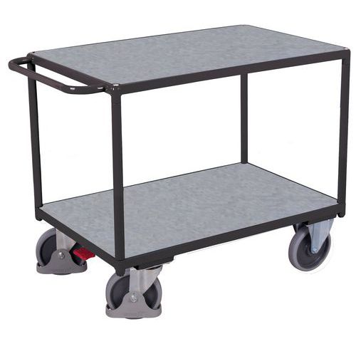 Wózki półkowe z uchwytem, do 500 kg, 2 półki - Wózek półkowy z uchwytem, do 500 kg, 2 półki, 92 x 139 x 80 cm, szary
