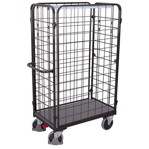 Wózki wysokiego składowania z 4 bokami z siatki, do 400 - 500 kg, 1 półka - Wózek wysokiego składowania z 4 bokami z siatki, do 500 kg, 1 półka, 182 x