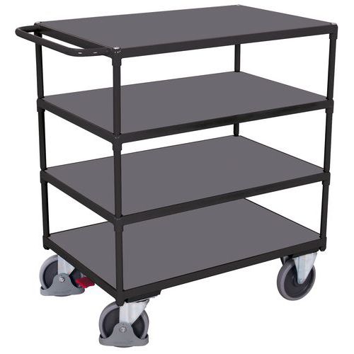Wózki półkowe z uchwytem, do 500 kg, 4 półki - Wózek półkowy z uchwytem, do 500 kg, 4 półki, 123,5 x 139 x 80 cm, szary