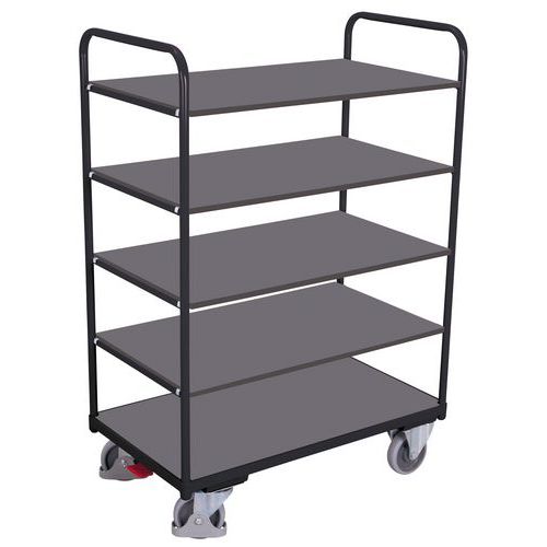 Wózki wysokiego składowania do 250 kg, 5 półek - Wózek wysokiego składowania, do 250 kg, 5 półek, 153 x 91 x 50 cm, szary