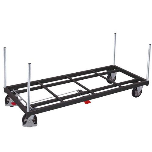 Wózki transportowe o dużej wytrzymałości z kolumnami - Wózek transportowy o dużej wytrzymałości z kolumnami, koła gumowe, 168 x 88 x 93 cm, szary