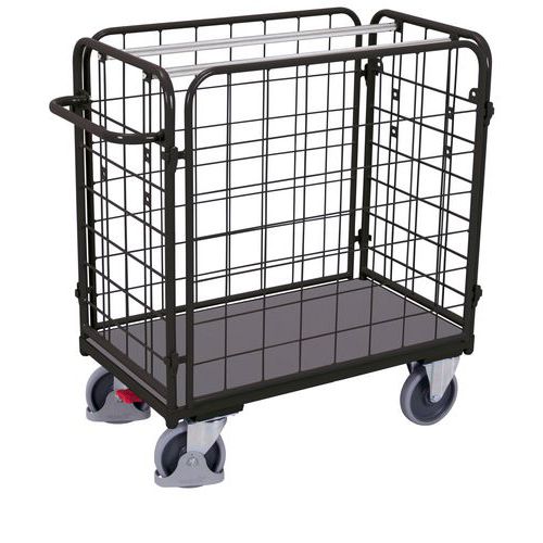Wózki z 4 ściankami siatkowymi, do 400 - 500 kg - Wózek z 4 ściankami siatkowymi, do 400 kg, 119 x 64 x 122 cm, szary